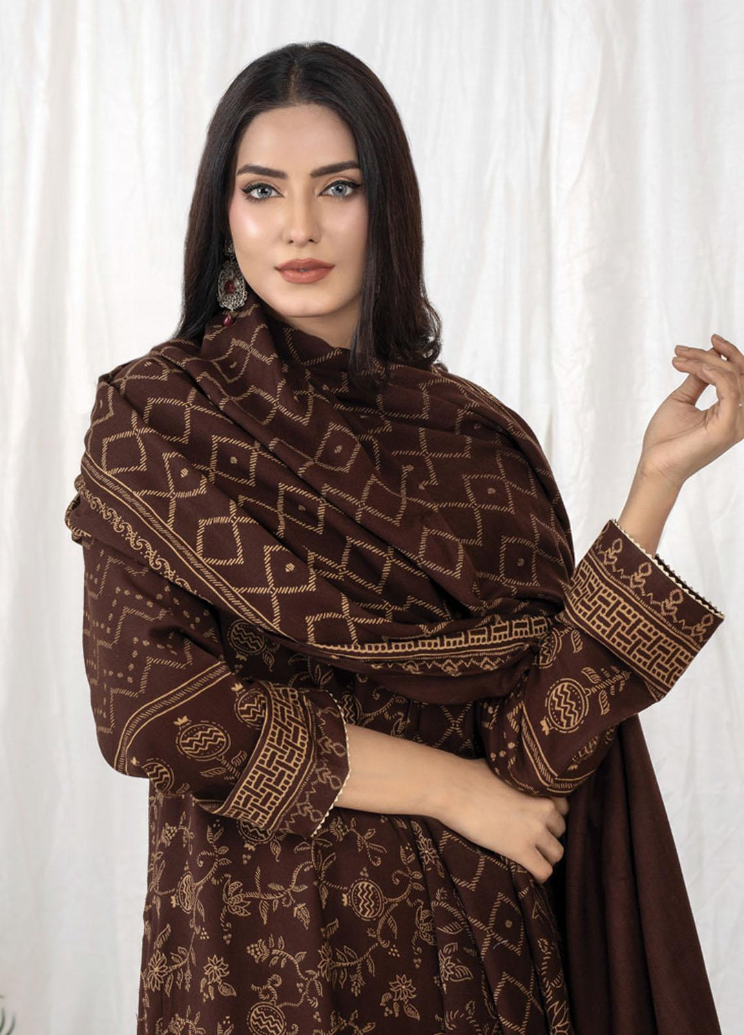 Lakhany Printed Cashmi Vool Suits Unstitched 3 Piece LSM21CV-2 CVC-1022-B - Winter Collection