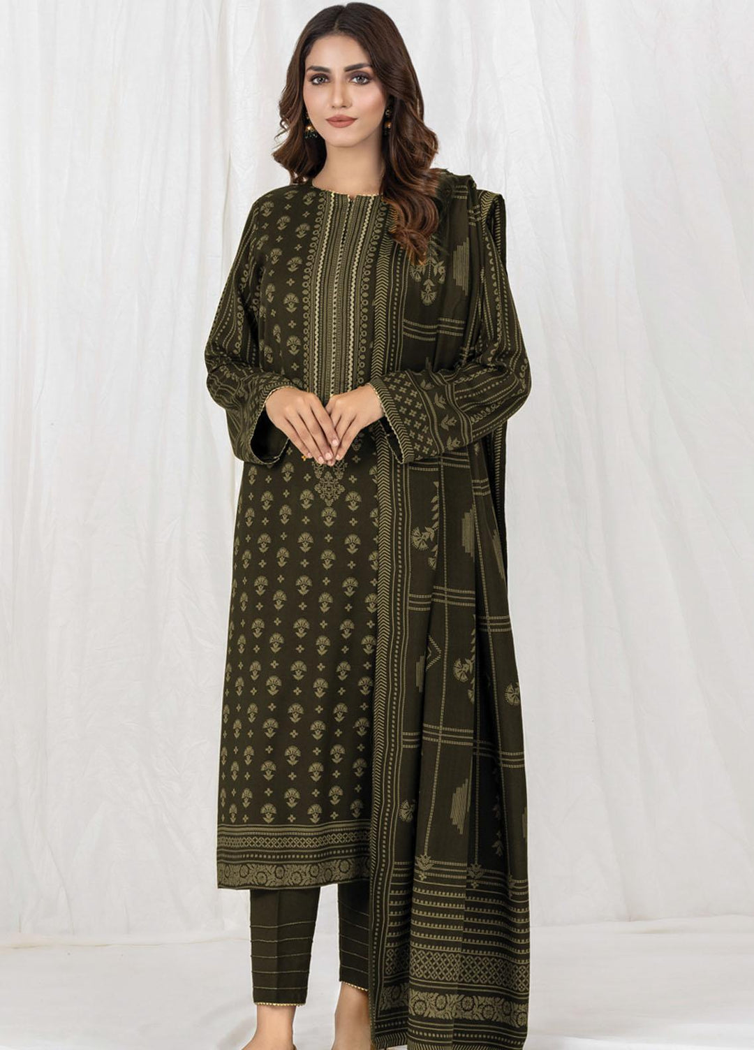 Lakhany Printed Cashmi Vool Suits Unstitched 3 Piece LSM21CV-2 CVC-1025-B - Winter Collection