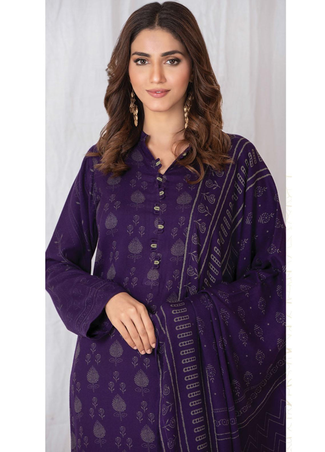 Lakhany Printed Cashmi Vool Suits Unstitched 3 Piece LSM21CV-2 CVC-1029-B - Winter Collection