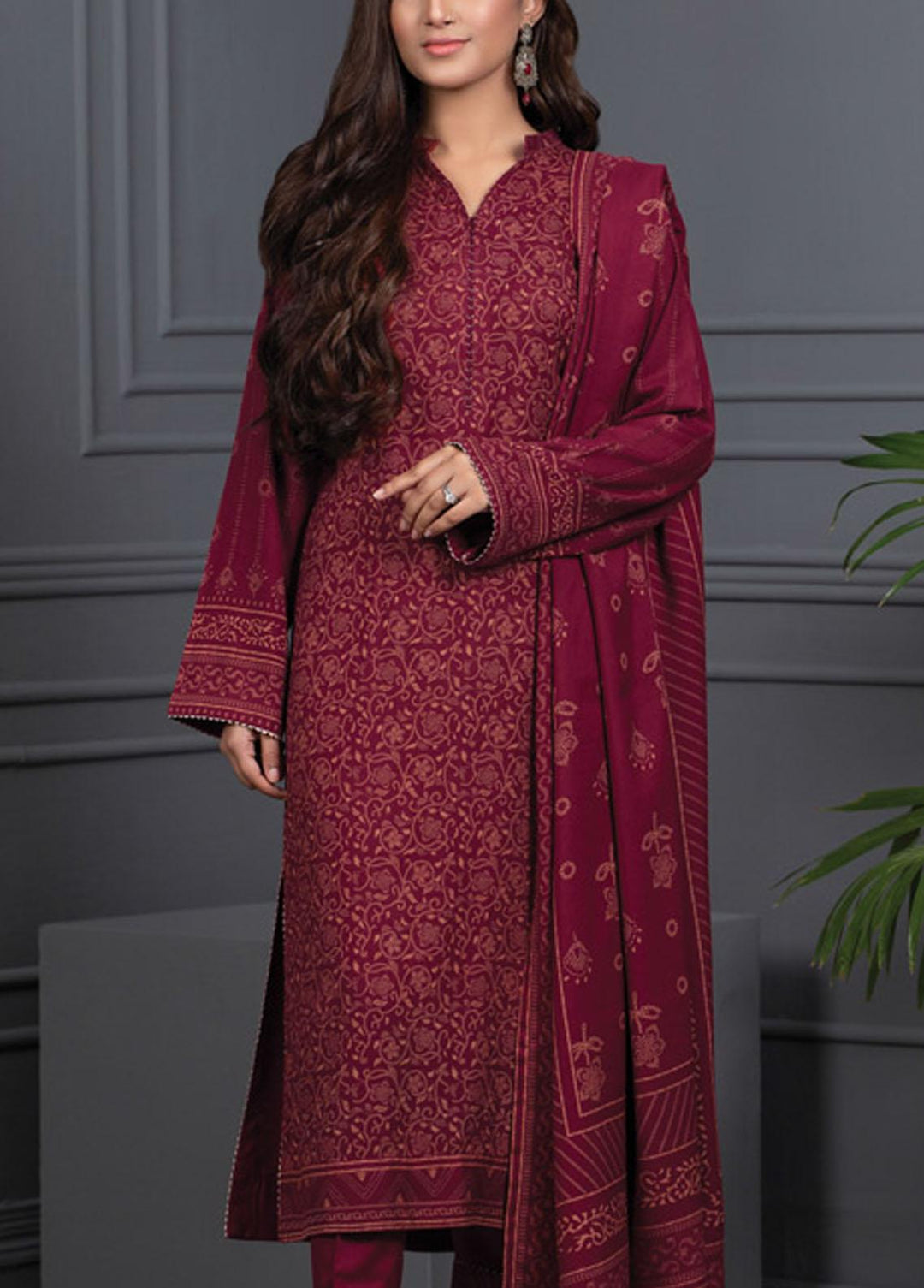 Lakhany Printed Cashmere Wool Suits Unstitched 3 Piece LSM21-CV3 CVC-1032-B - Winter Collection