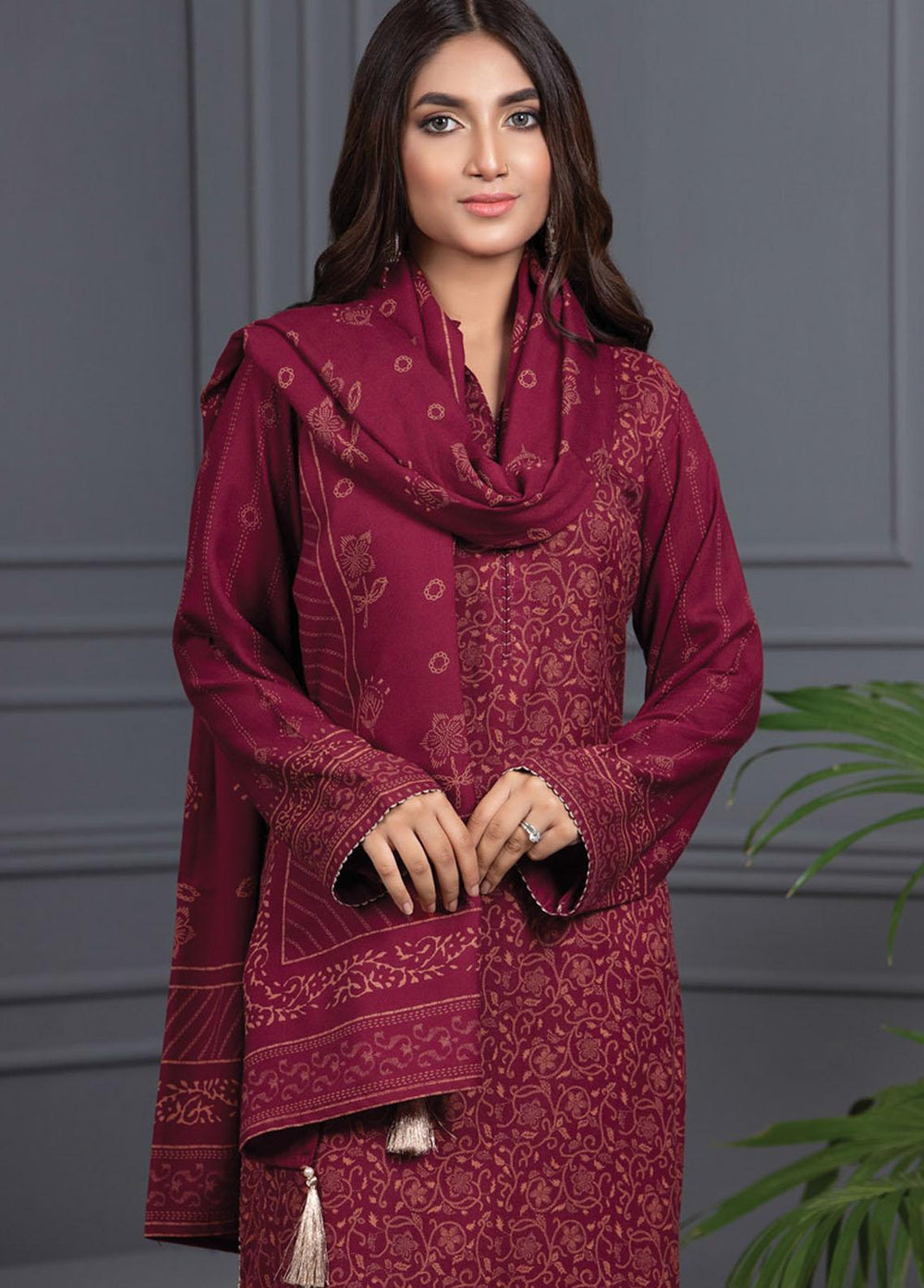 Lakhany Printed Cashmere Wool Suits Unstitched 3 Piece LSM21-CV3 CVC-1032-B - Winter Collection