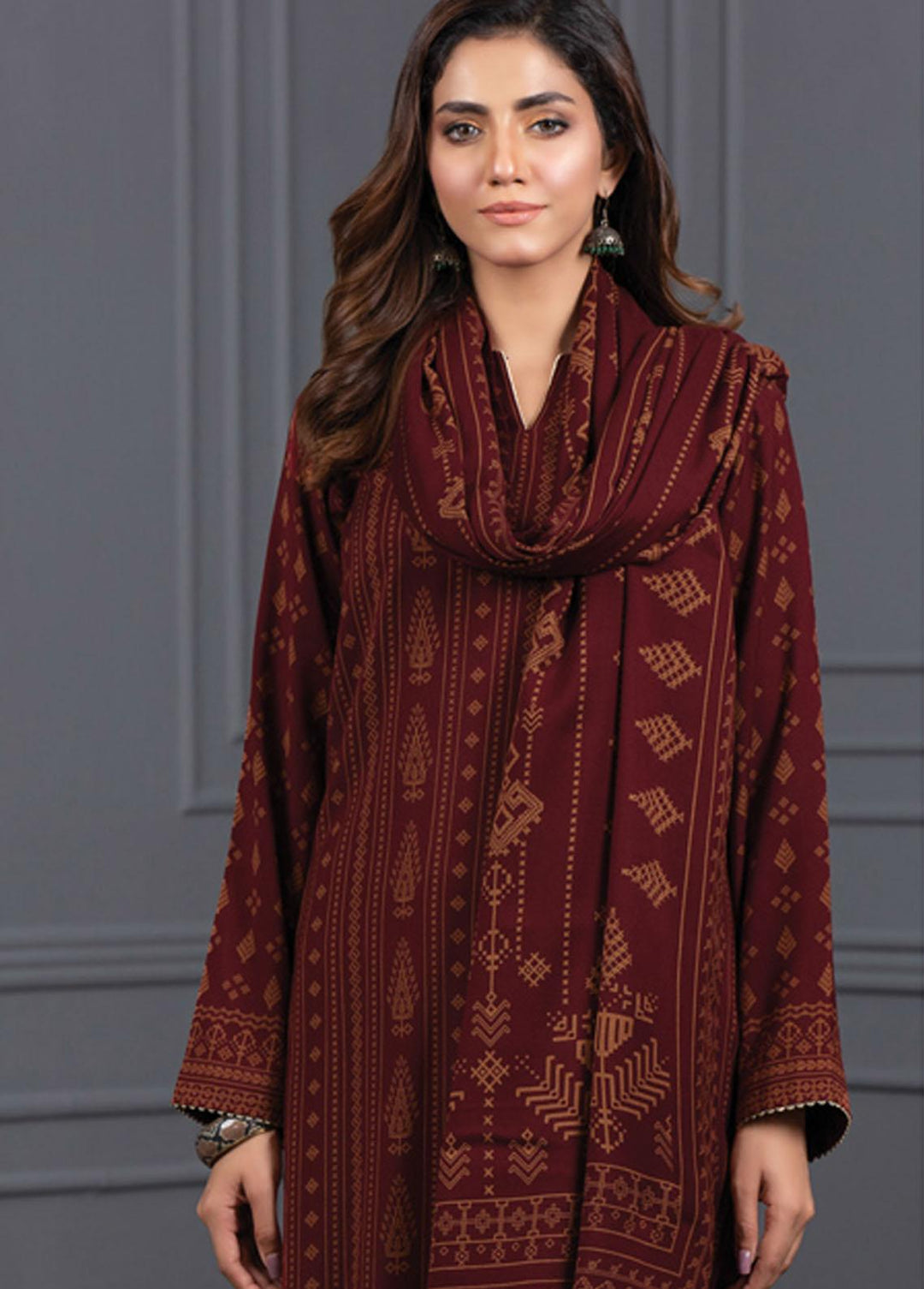 Lakhany Printed Cashmere Wool Suits Unstitched 3 Piece LSM21-CV3 CVC-1033-A - Winter Collection