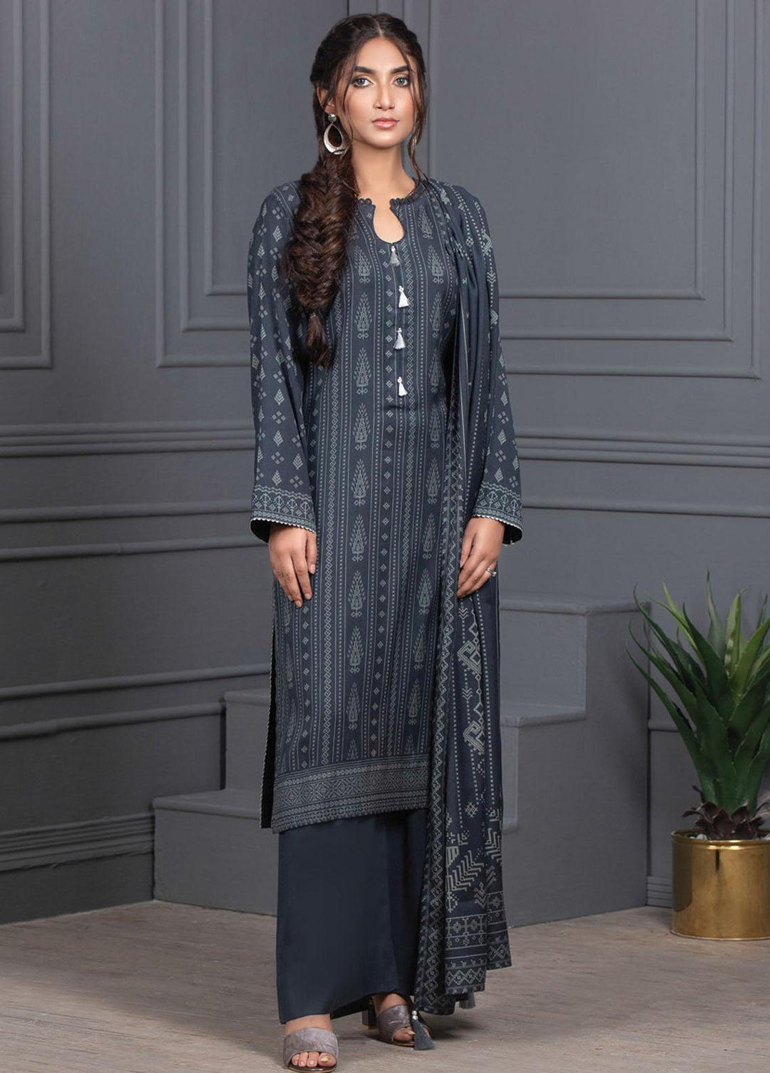 Lakhany Printed Cashmere Wool Suits Unstitched 3 Piece LSM21-CV3 CVC-1033-B - Winter Collection