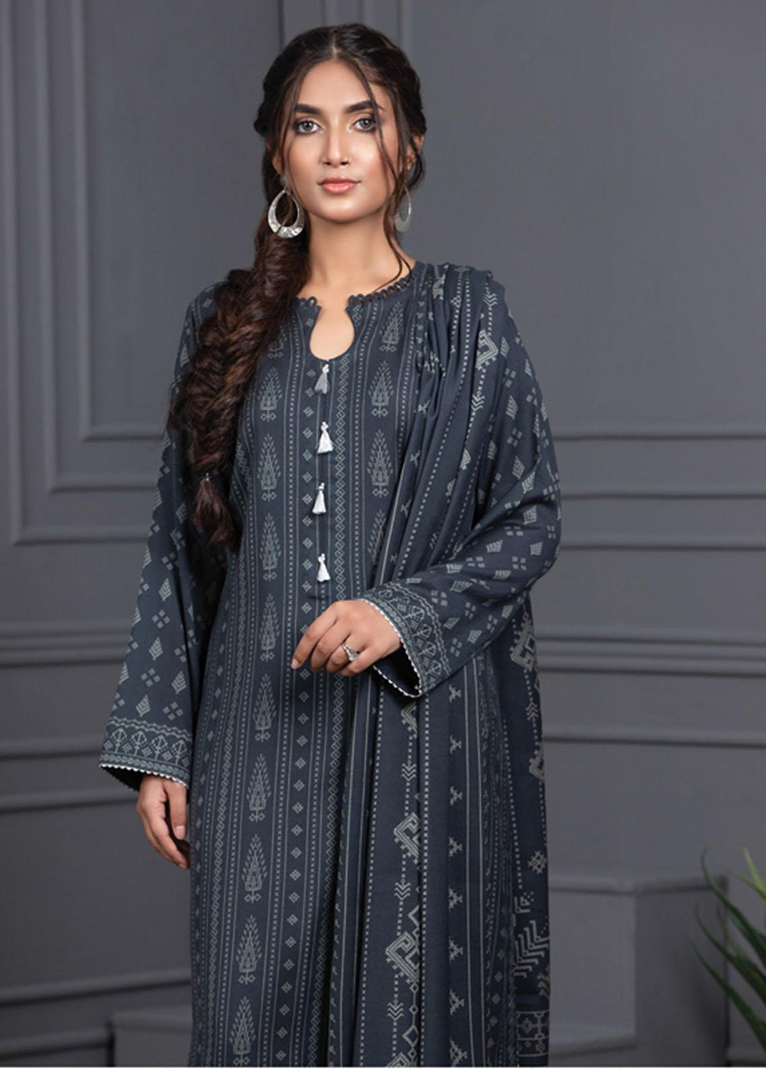 Lakhany Printed Cashmere Wool Suits Unstitched 3 Piece LSM21-CV3 CVC-1033-B - Winter Collection