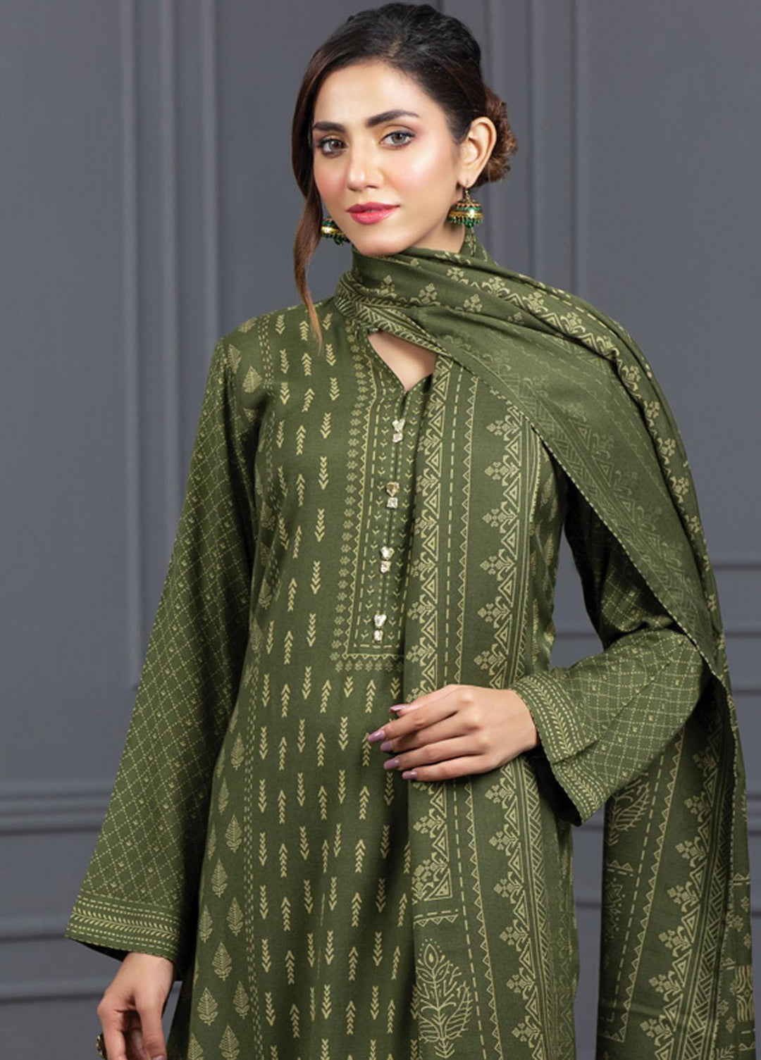 Lakhany Printed Cashmere Wool Suits Unstitched 3 Piece LSM21-CV3 CVC-1036-C - Winter Collection