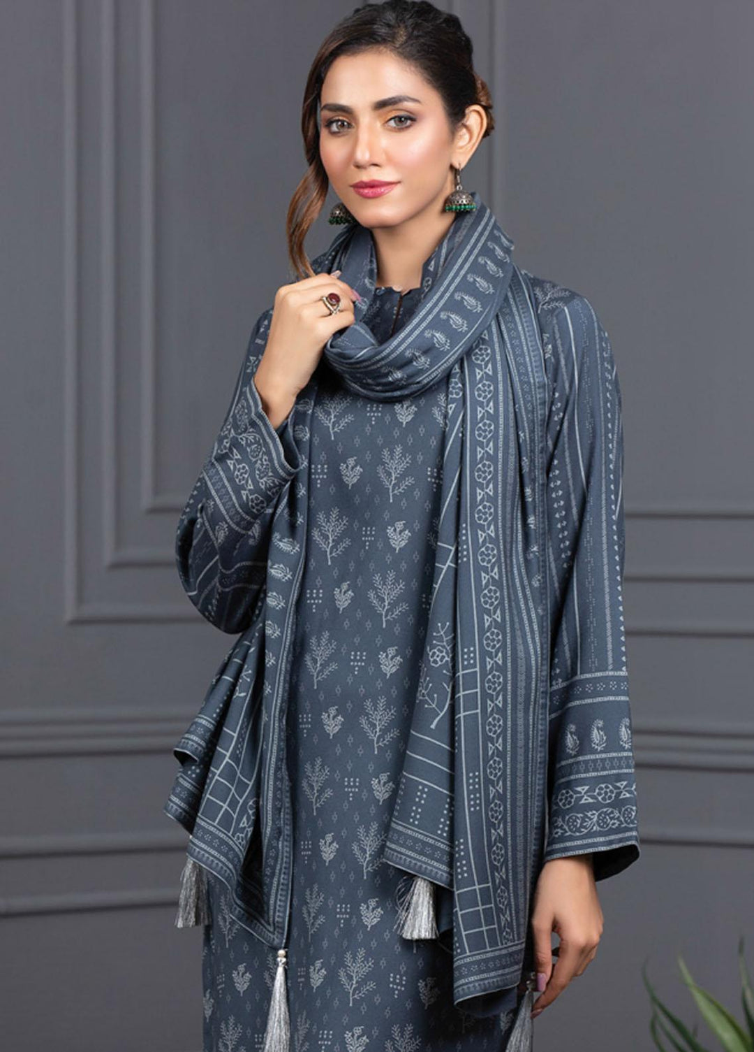 Lakhany Printed Cashmere Wool Suits Unstitched 3 Piece LSM21-CV3 CVC-1037-B - Winter Collection