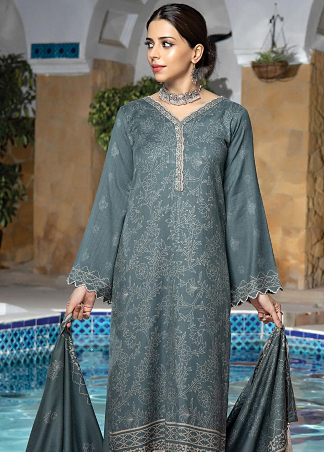 Lakhany Printed Woven Suits Unstitched 3 Piece LSM22-CV2 CVC-1012-C - Winter Collection