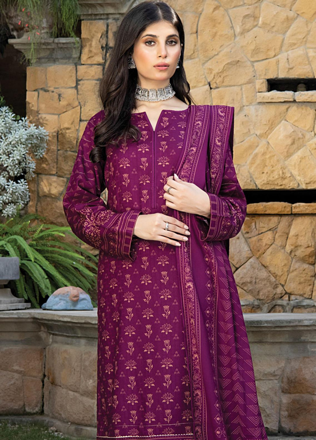 Lakhany Printed Woven Suits Unstitched 3 Piece LSM22-CV2 CVC-1013-A - Winter Collection