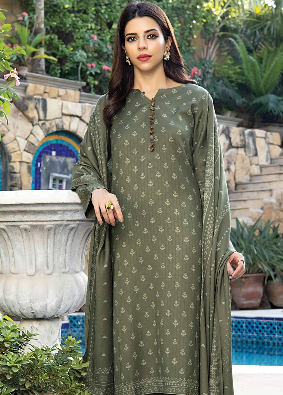 Lakhany Printed Woven Suits Unstitched 3 Piece LSM22-CV2 CVC-1015-B - Winter Collection