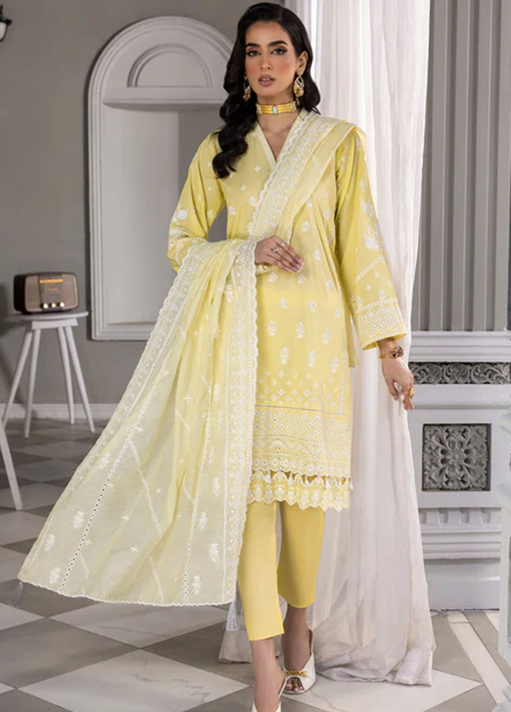 Lakhany Embroidered Lawn Suits Unstitched 3 Piece LSM24E LG-IZ-0085 - Eid Collection