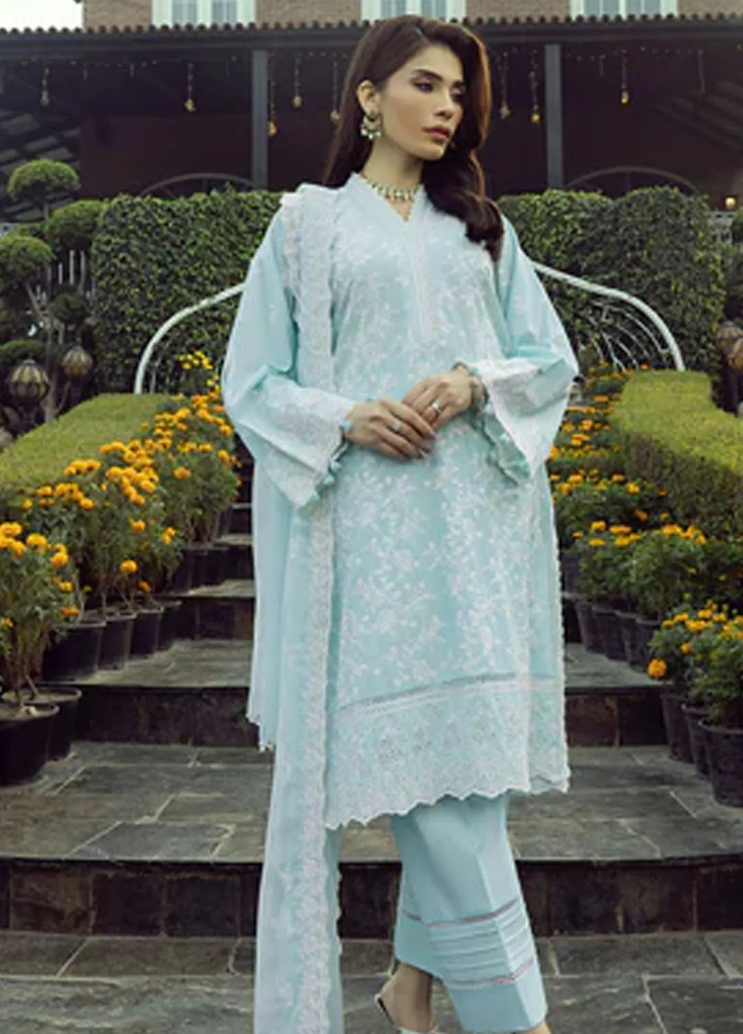 Lakhany Embroidered Lawn Suits Unstitched 3 Piece LSM25EL LG-IZ-0308 - Eid Collection