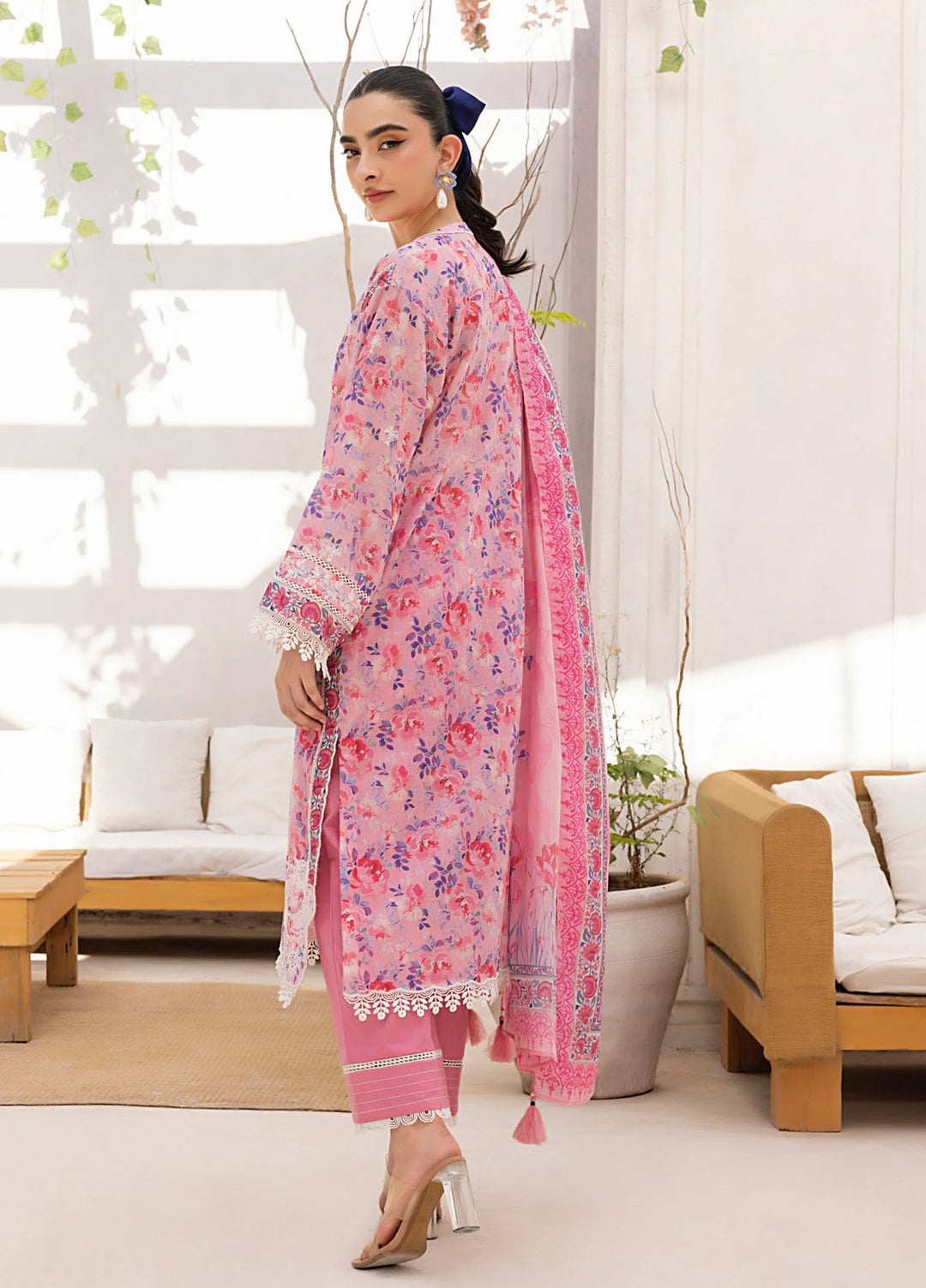Lakhany Embroidered Lawn Suits Unstitched 3 Piece LSM25ES LG-AR-0158 - Summer Collection