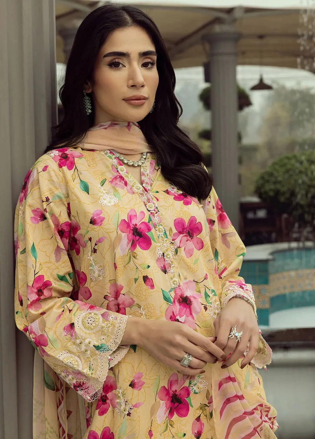 Lakhany Embroidered Lawn Suits Unstitched 3 Piece LSM25SE LG-AR-0099 - Summer Collection