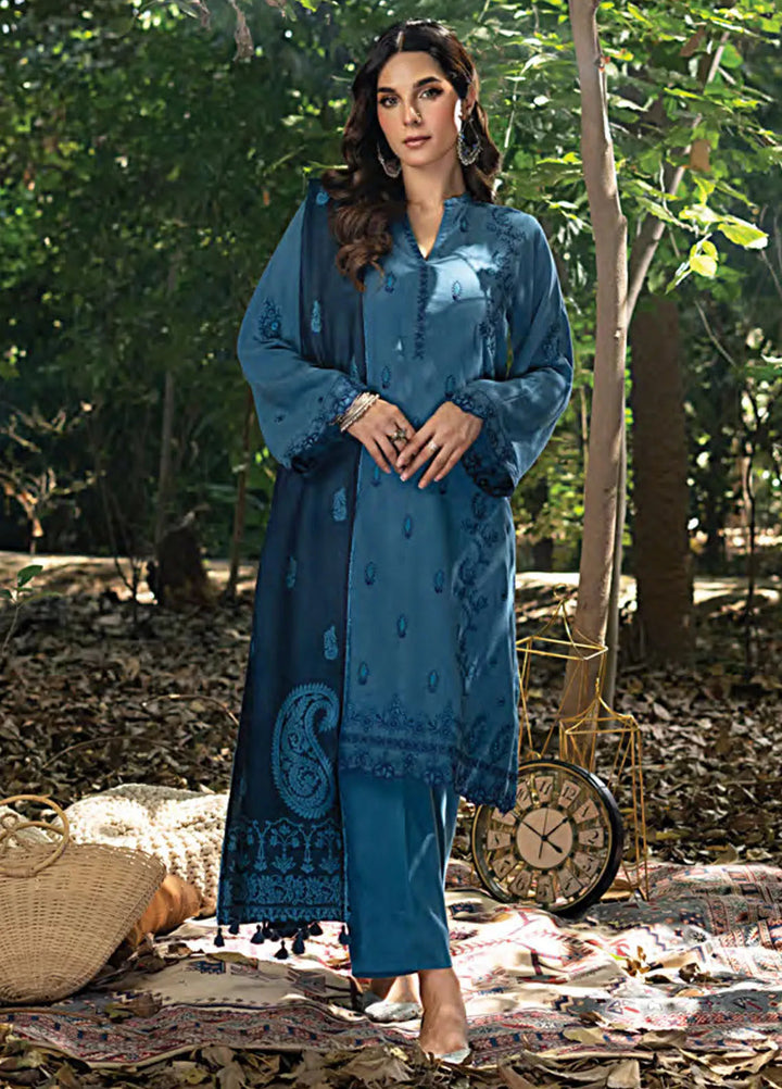 Lakhany Embroidered Slub Peach Suit Unstitched 3 Piece LSM24WS LG-AR-0044 - Winter Collection