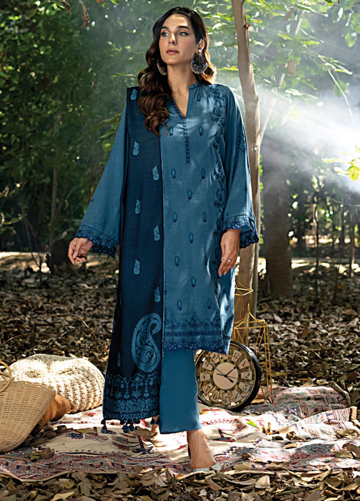 Lakhany Embroidered Slub Peach Suit Unstitched 3 Piece LSM24WS LG-AR-0044 - Winter Collection