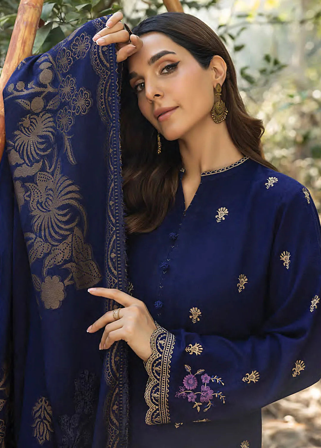 Lakhany Embroidered Slub Peach Suit Unstitched 3 Piece LSM24WS LG-AR-0101 - Winter Collection