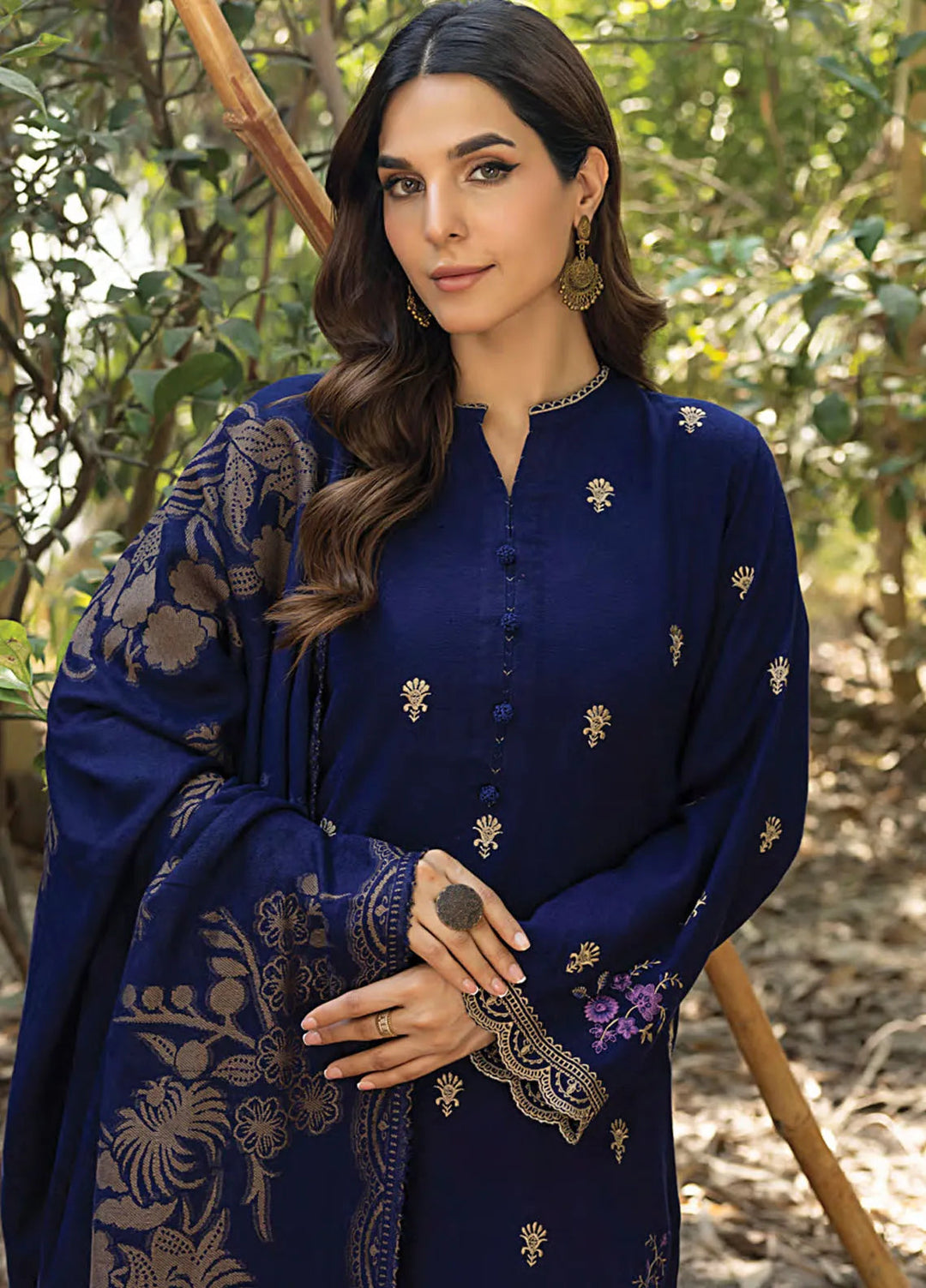 Lakhany Embroidered Slub Peach Suit Unstitched 3 Piece LSM24WS LG-AR-0101 - Winter Collection