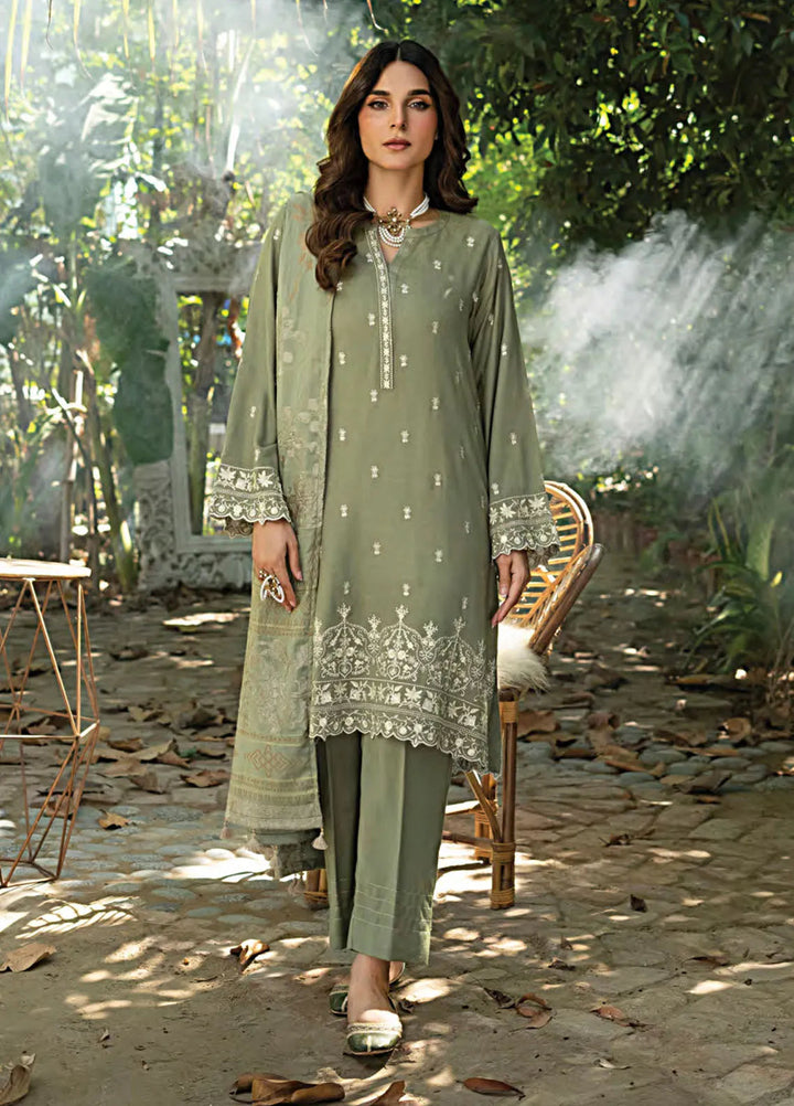 Lakhany Embroidered Slub Peach Suit Unstitched 3 Piece LSM24WS LG-IZ-0233 - Winter Collection