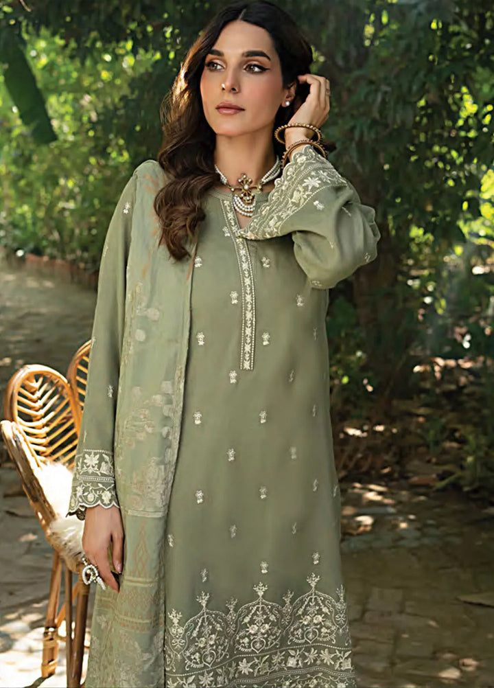 Lakhany Embroidered Slub Peach Suit Unstitched 3 Piece LSM24WS LG-IZ-0233 - Winter Collection