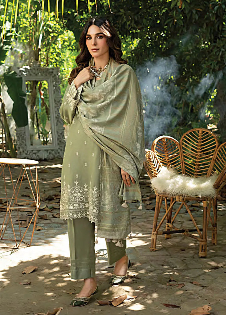 Lakhany Embroidered Slub Peach Suit Unstitched 3 Piece LSM24WS LG-IZ-0233 - Winter Collection