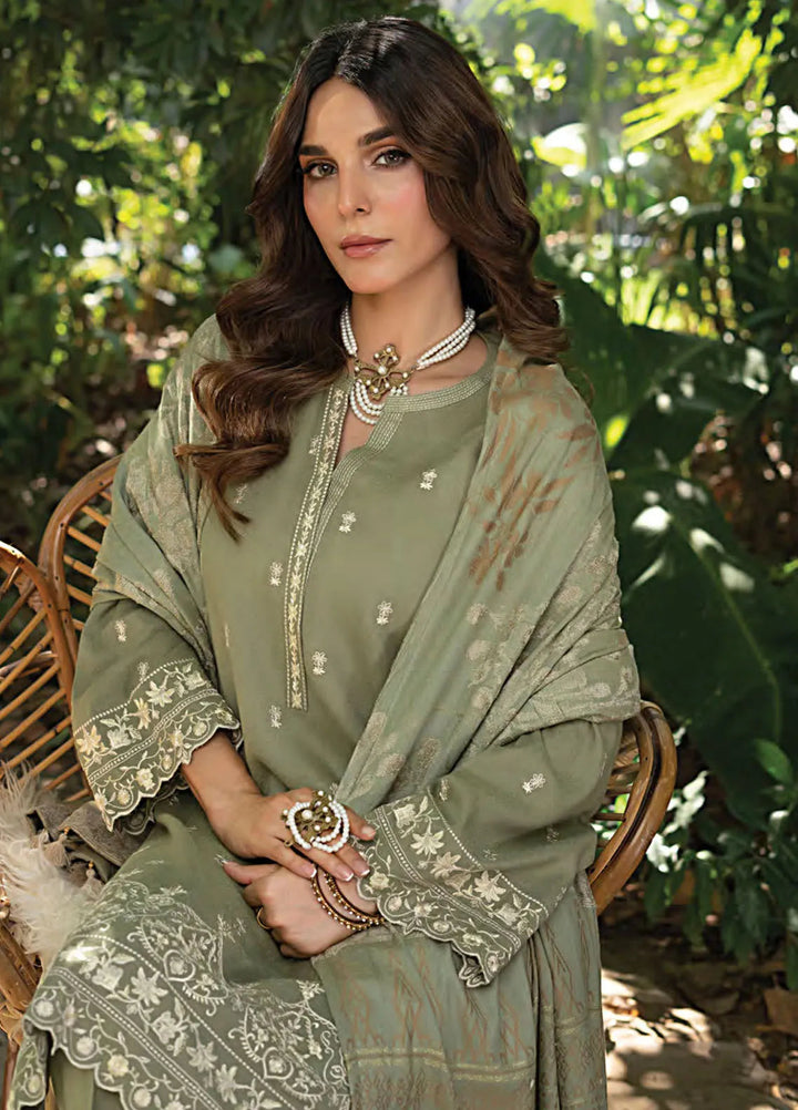 Lakhany Embroidered Slub Peach Suit Unstitched 3 Piece LSM24WS LG-IZ-0233 - Winter Collection