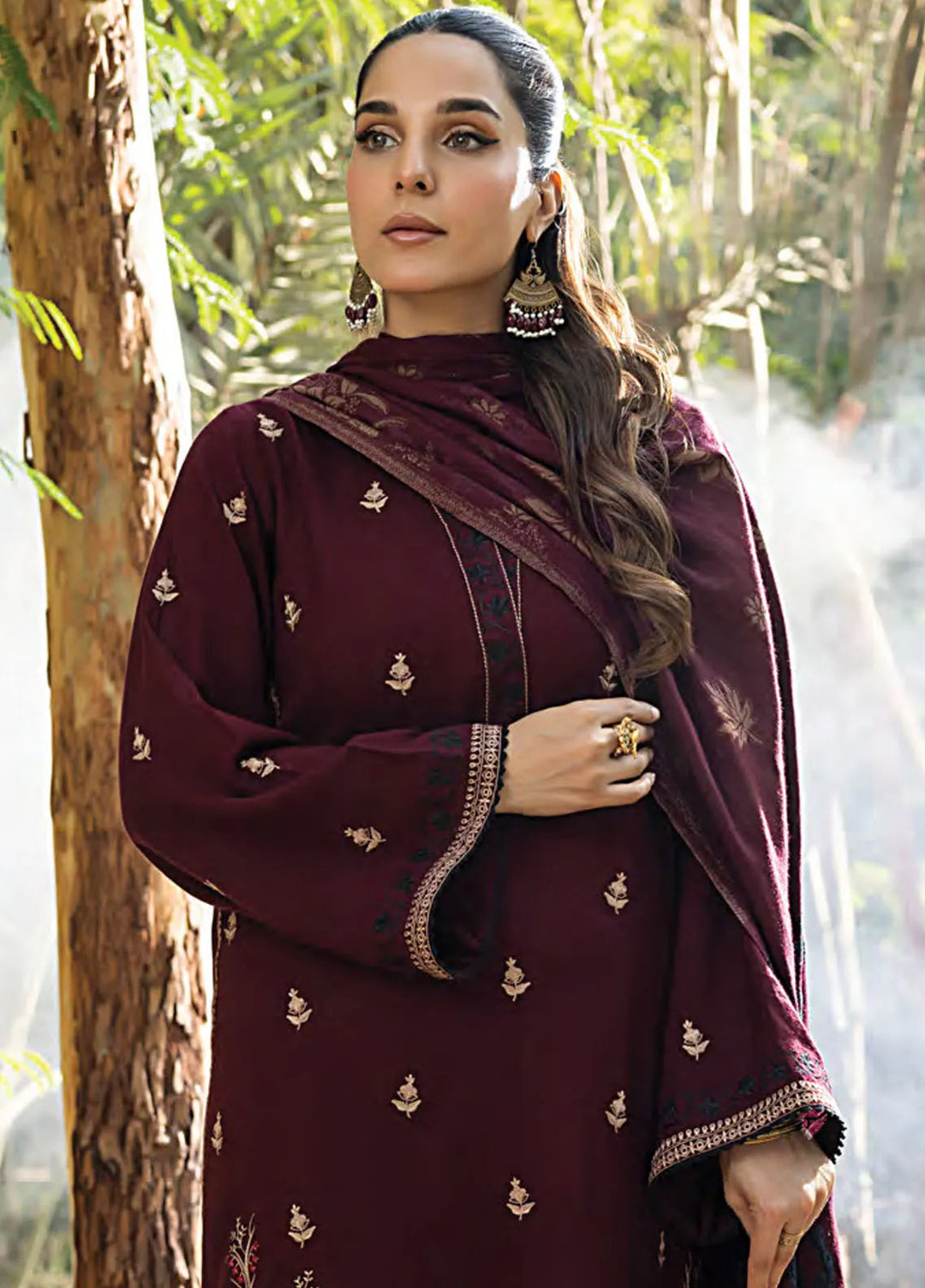 Lakhany Embroidered Slub Peach Suit Unstitched 3 Piece LSM24WS LG-IZ-0234 - Winter Collection