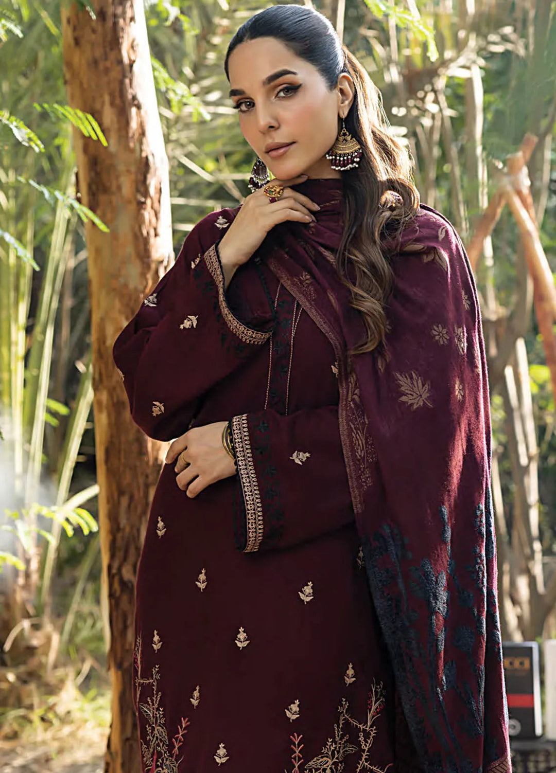 Lakhany Embroidered Slub Peach Suit Unstitched 3 Piece LSM24WS LG-IZ-0234 - Winter Collection