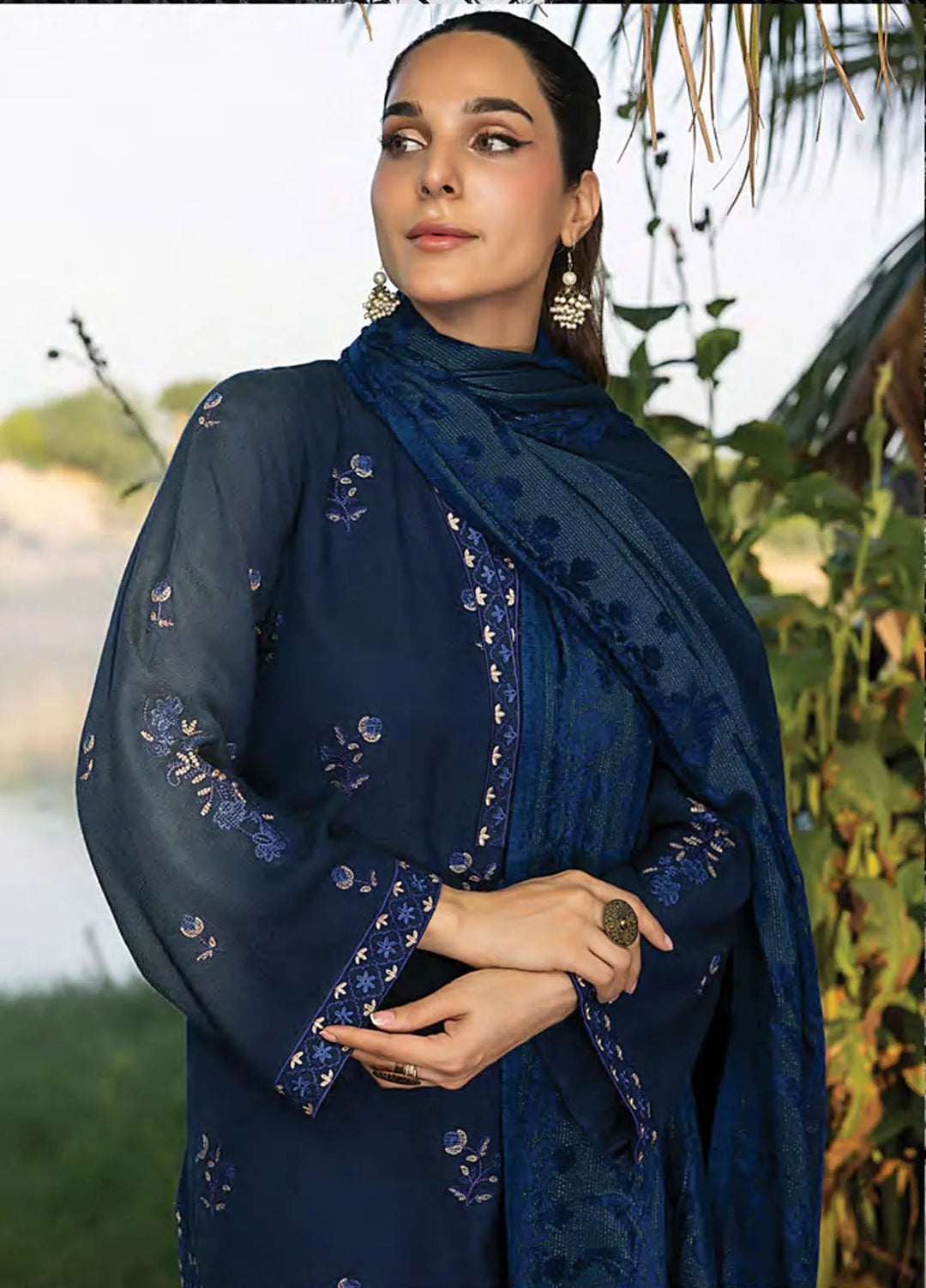 Lakhany Embroidered Slub Peach Suit Unstitched 3 Piece LSM24WS LG-RL-0101 - Winter Collection