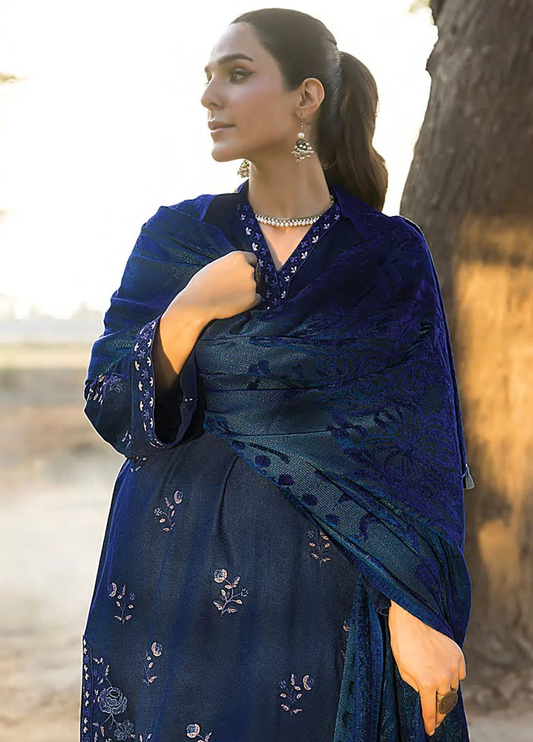 Lakhany Embroidered Slub Peach Suit Unstitched 3 Piece LSM24WS LG-RL-0101 - Winter Collection