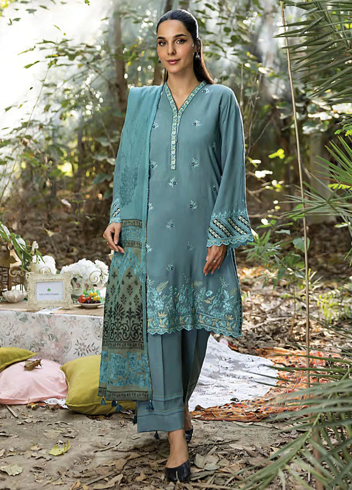 Lakhany Embroidered Slub Peach Suit Unstitched 3 Piece LSM24WS LG-RL-0102 - Winter Collection