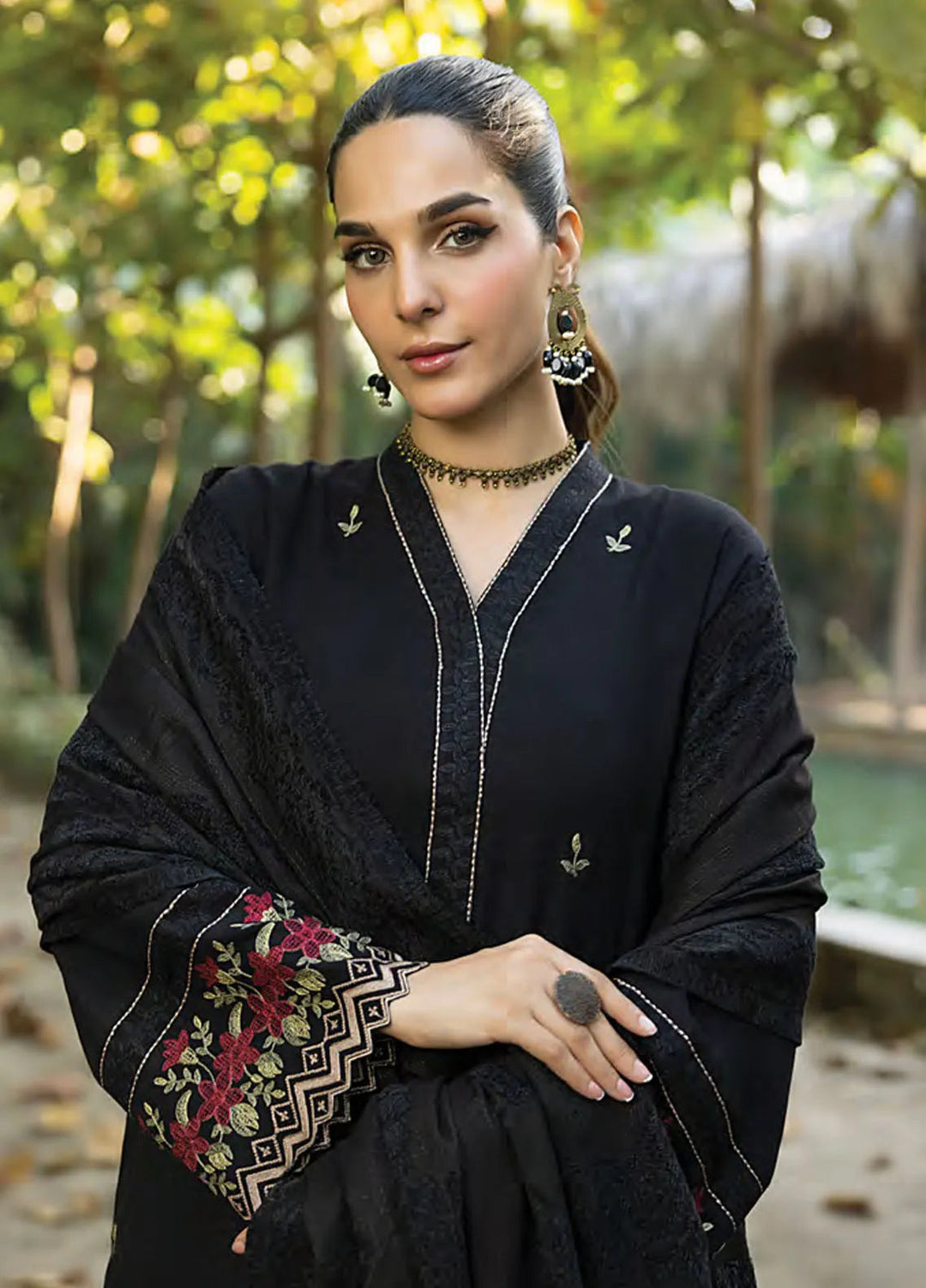 Lakhany Embroidered Slub Peach Suit Unstitched 3 Piece LSM24WS LG-UB-0111 - Winter Collection