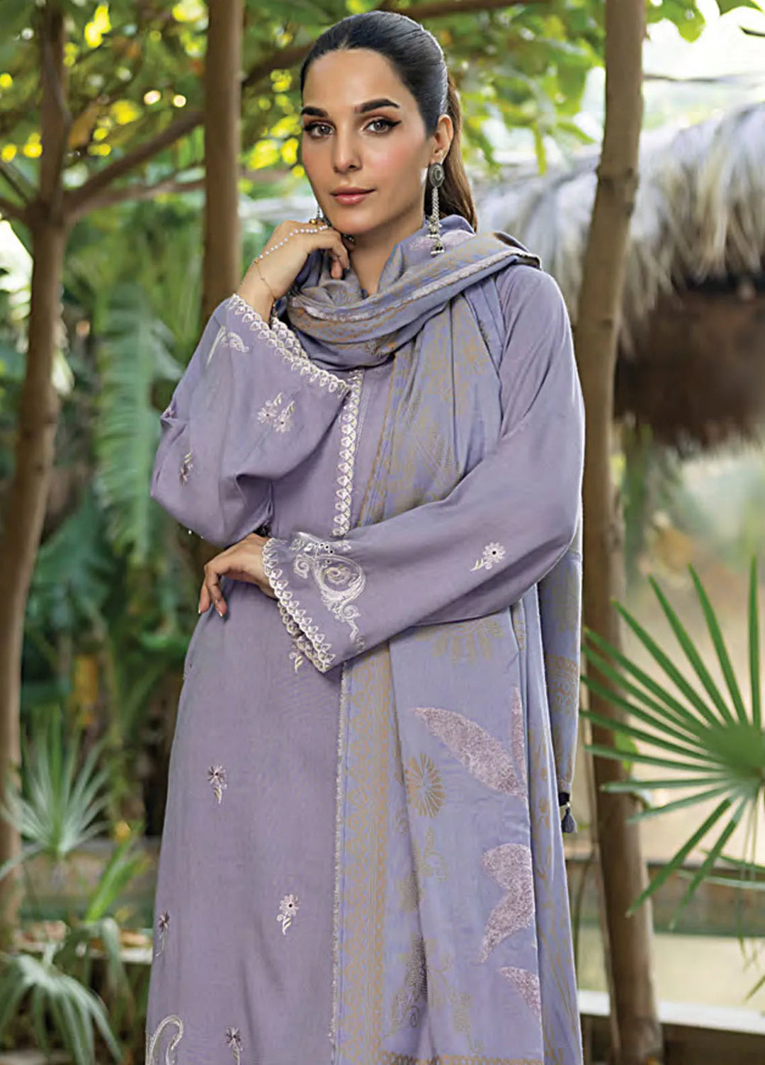 Lakhany Embroidered Slub Peach Suit Unstitched 3 Piece LSM24WS LG-UB-0117 - Winter Collection