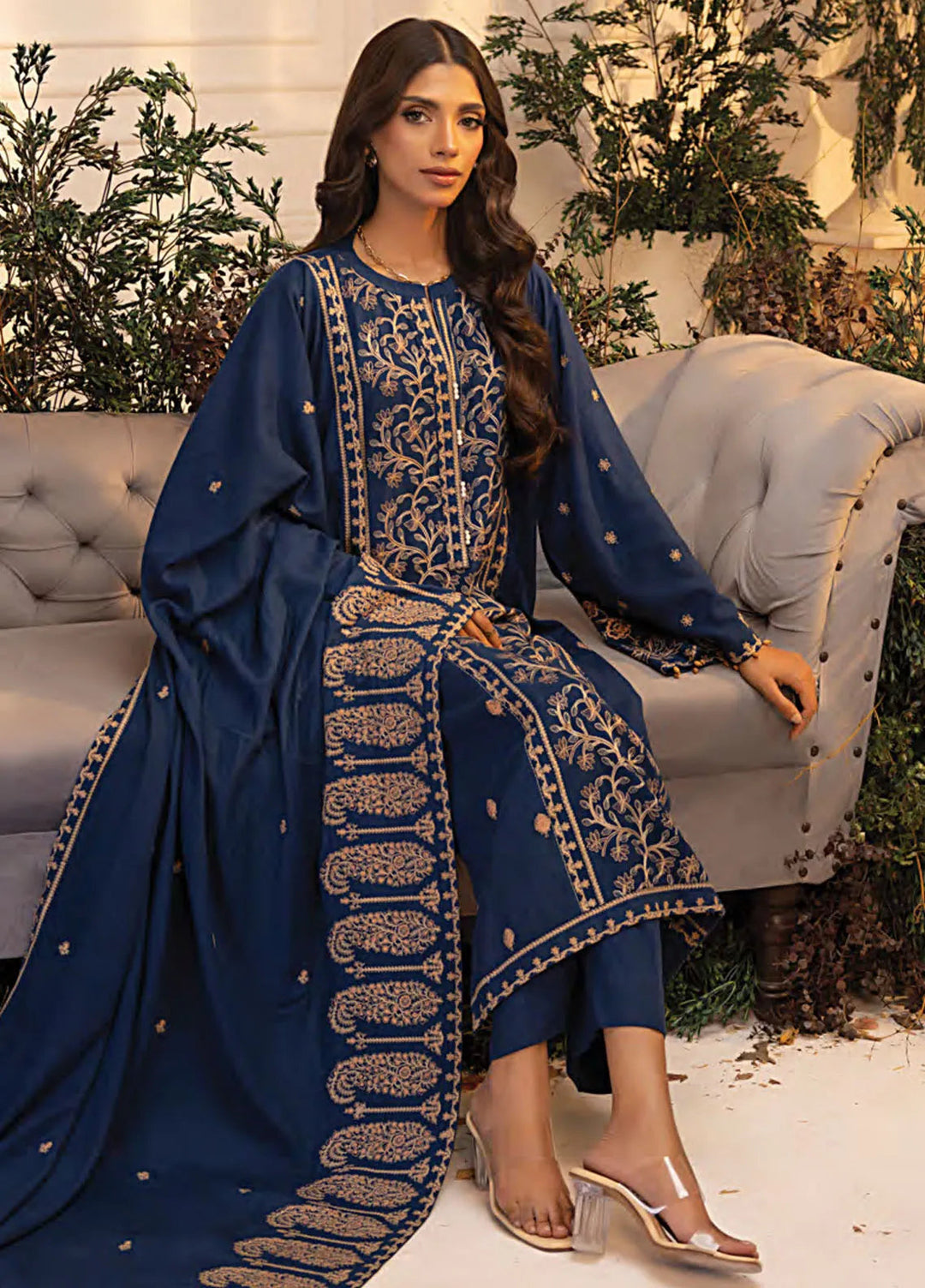 Lakhany Embroidered Wool Suit Unstitched 3 Piece LSM24CU LG-IZ-0248 - Winter Collection