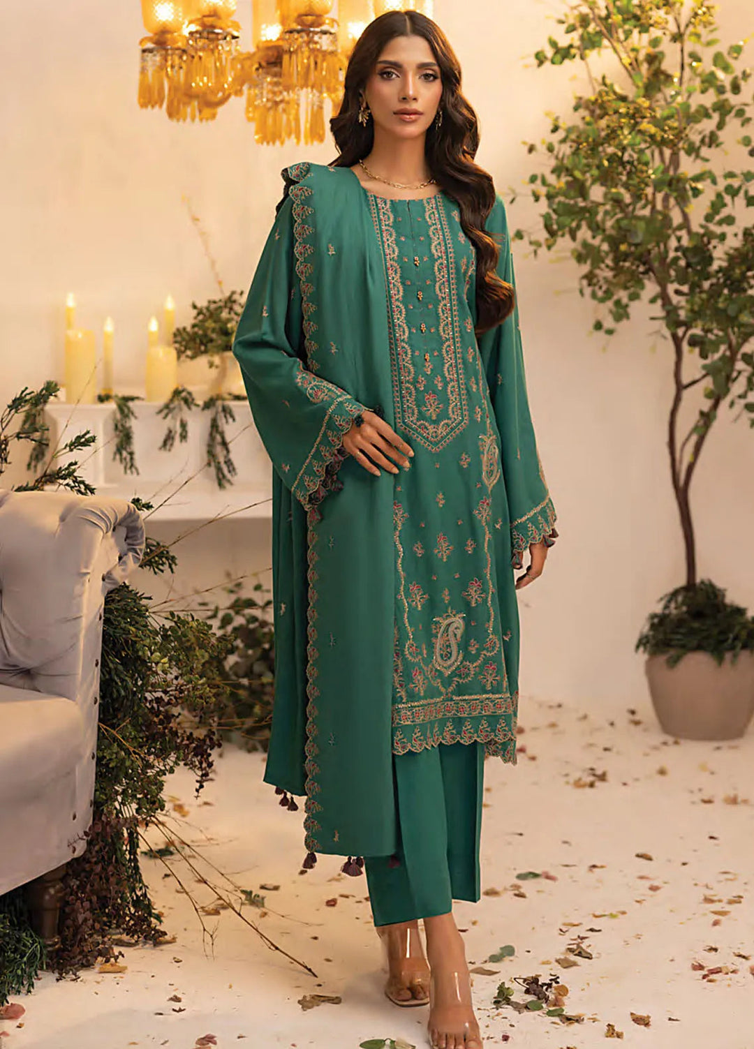 Lakhany Embroidered Wool Suit Unstitched 3 Piece LSM24CU LG-RL-0085 - Winter Collection