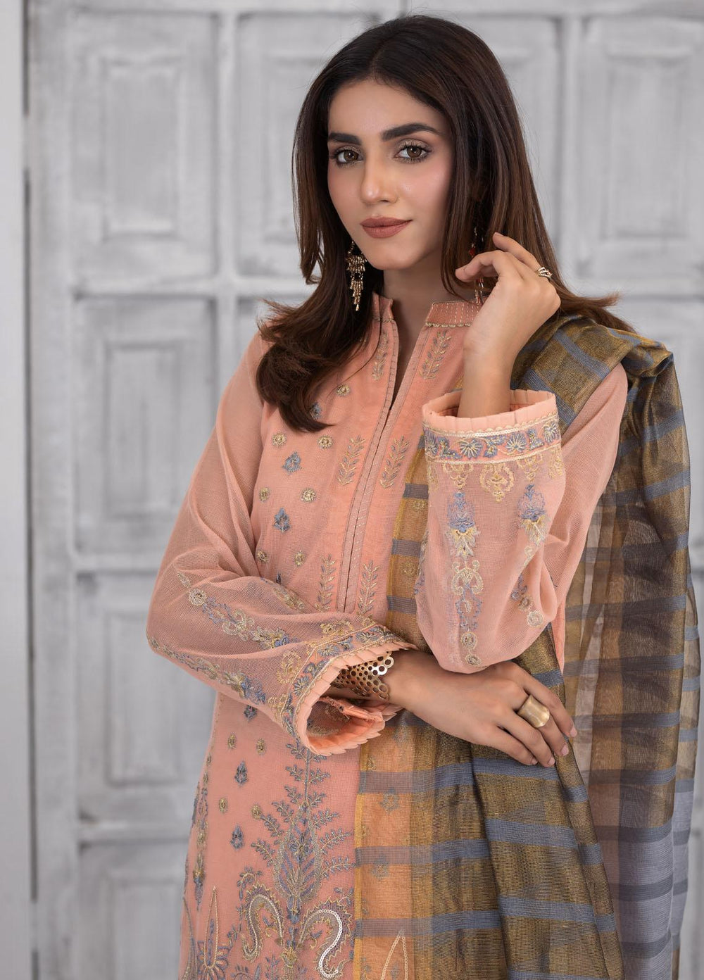 Lakhany Luxury Pret Embroidered Khaadi Net 3 Piece Suit LSM21FP-3 LSM-2557