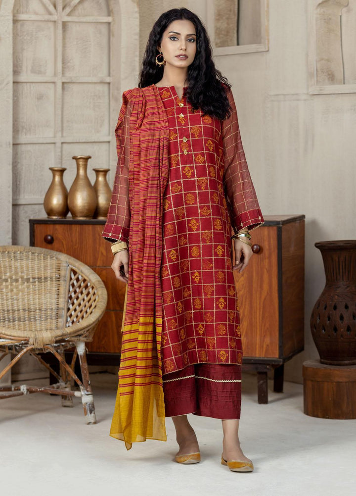 Lakhany Pret Block Print Net 3 Piece Suit LSM-2602