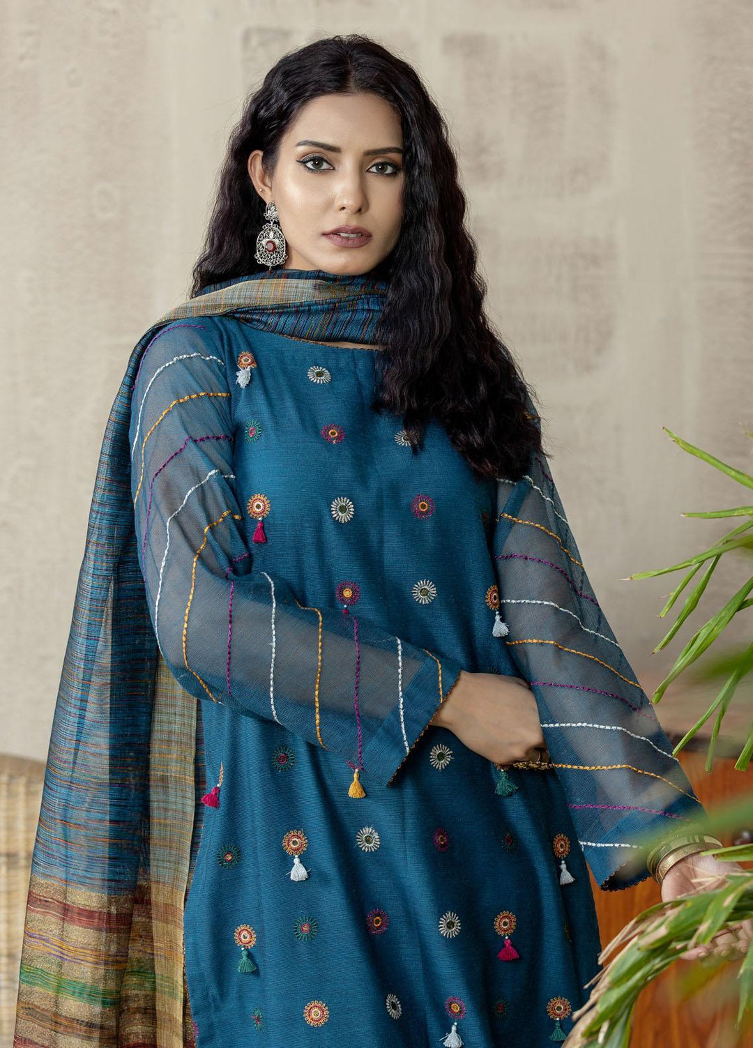 Lakhany Pret Embriodered Net 3 Piece Suit LSM-2603