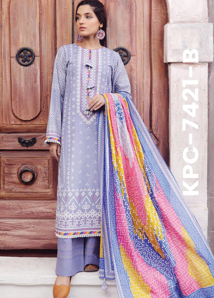 Komal Prints By Lakhany Printed Lawn Suits Unstitched 3 Piece LSM22KP KPC-7421-B - Summer Collection
