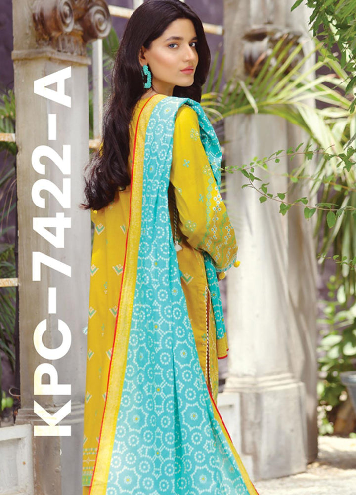 Komal Prints By Lakhany Printed Lawn Suits Unstitched 3 Piece LSM22KP KPC-7422-A - Summer Collection