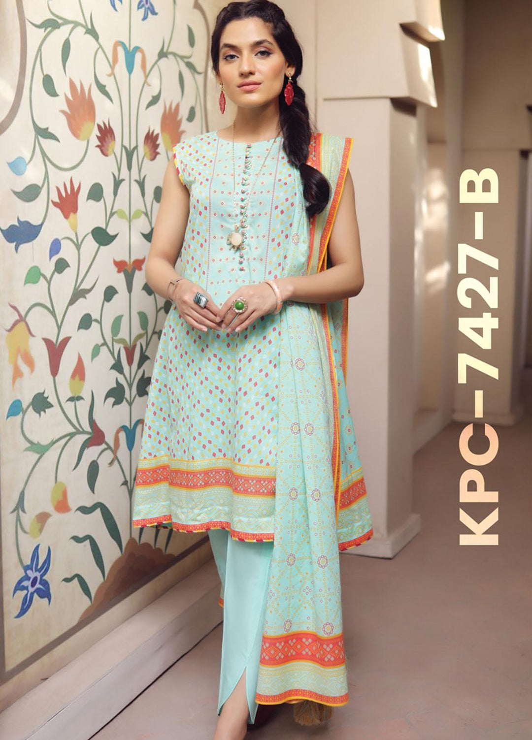 Komal Prints By Lakhany Printed Lawn Suits Unstitched 3 Piece LSM22KP KPC-7427-B - Summer Collection