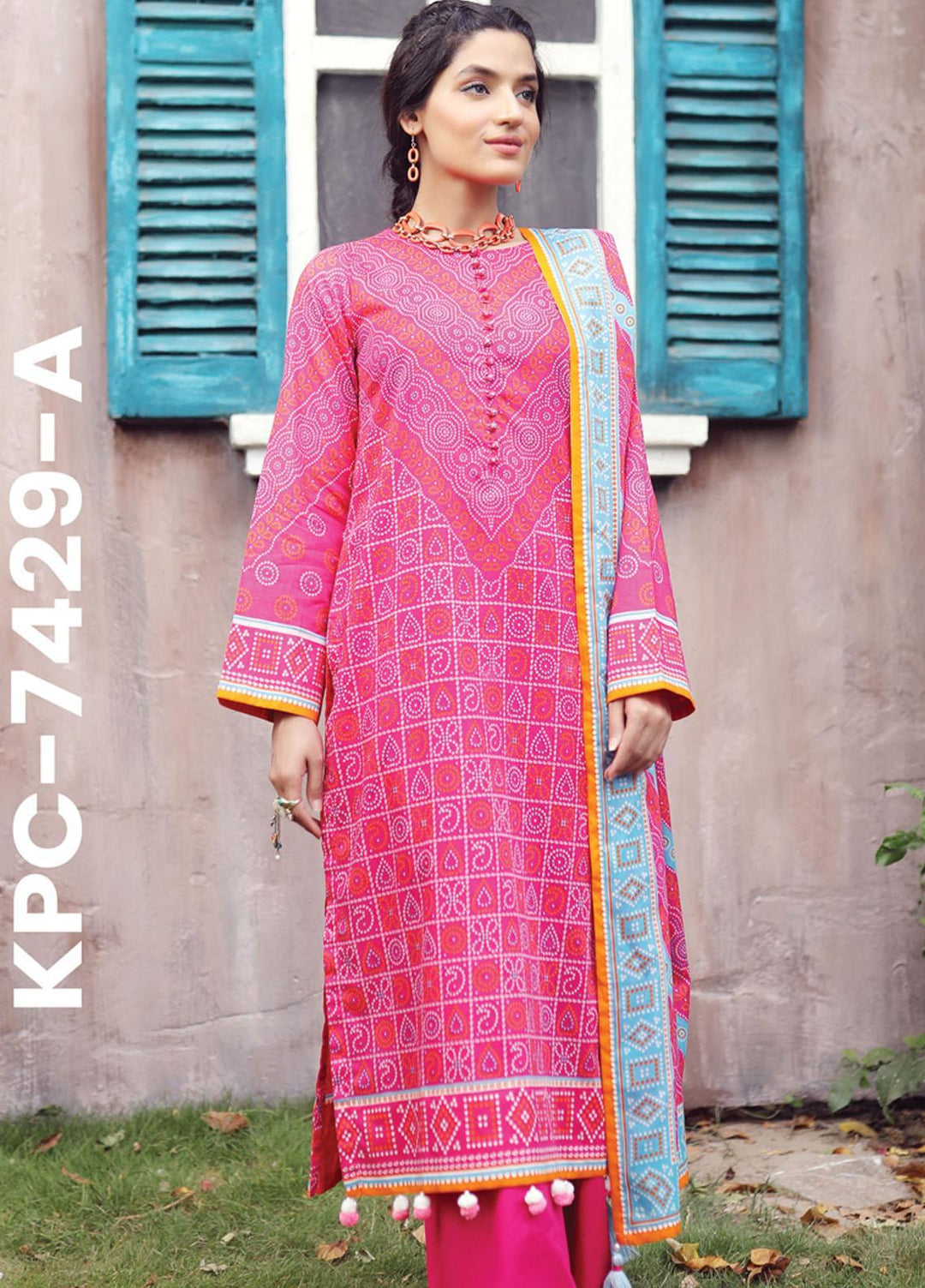Komal Prints By Lakhany Printed Lawn Suits Unstitched 3 Piece LSM22KP KPC-7429-A - Summer Collection