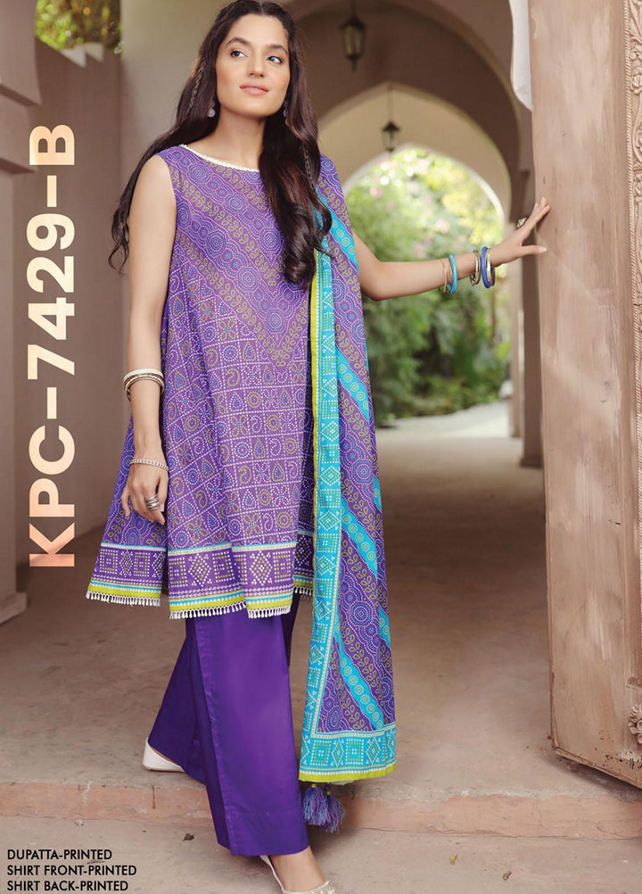 Komal Prints By Lakhany Printed Lawn Suits Unstitched 3 Piece LSM22KP KPC-7429-B - Summer Collection
