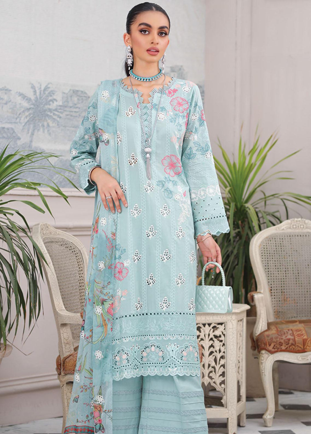 Luckhnowi By Lakhany Embroidered Lawn Suits Unstitched 3 Piece LSM23L CEC-5482 - Premium Collection