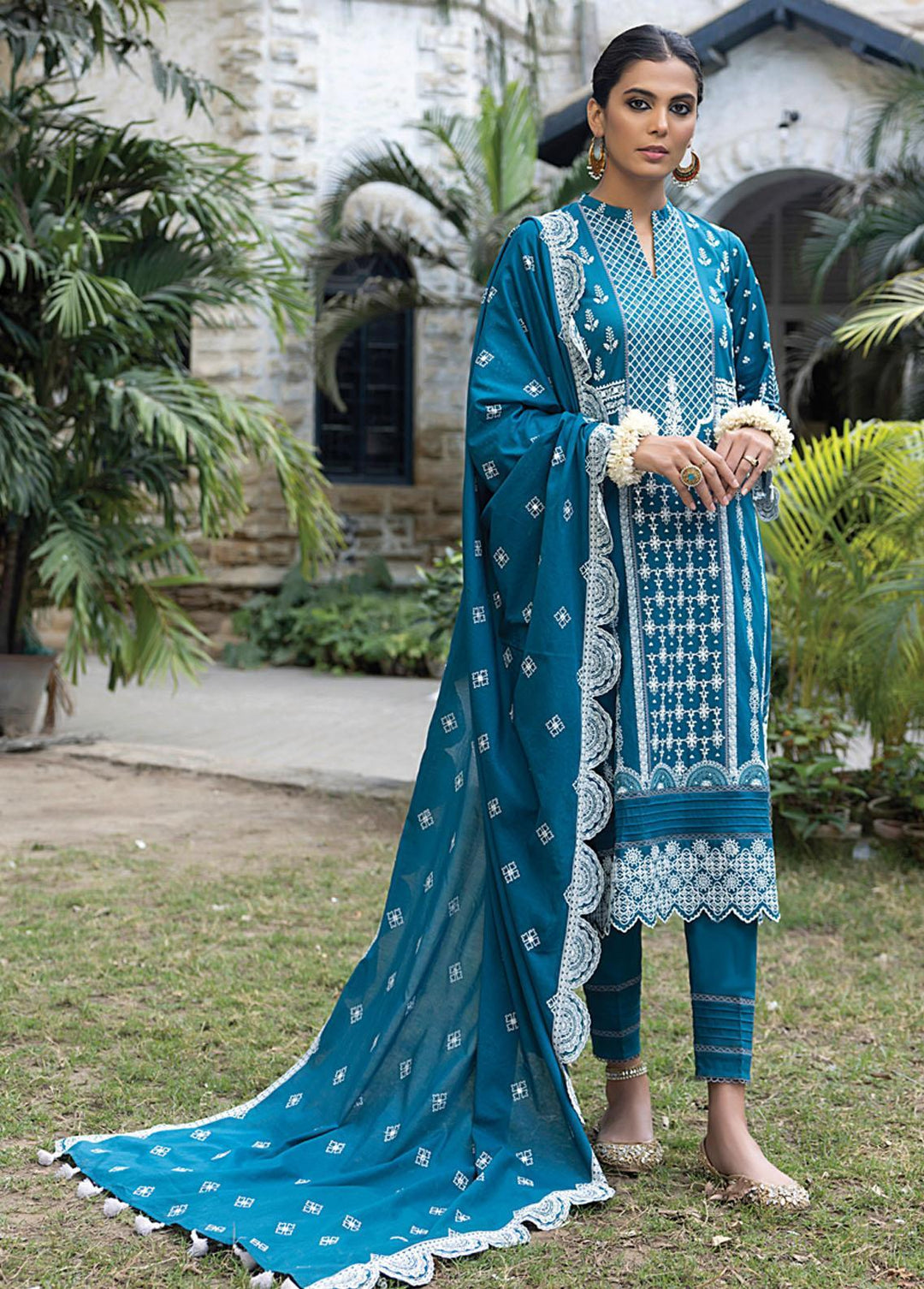Luckhnowi By Lakhany Embroidered Lawn Suits Unstitched 3 Piece LSM23L LED-0023 - Premium Collection