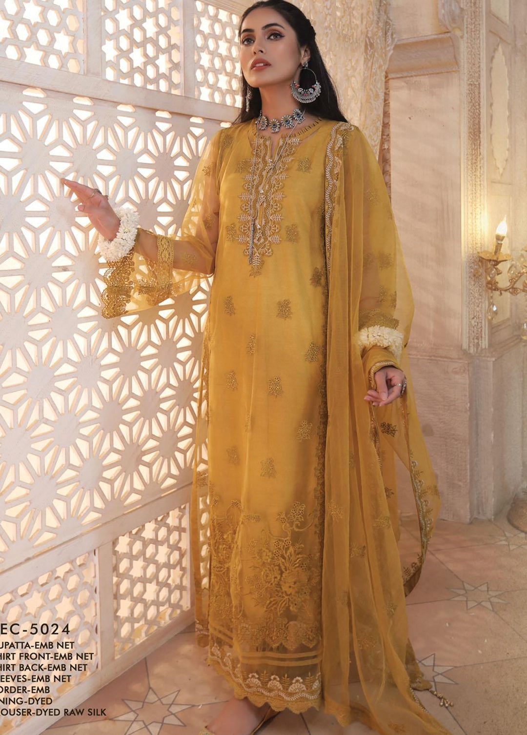 Lakhany Embroidered Net Suits Unstitched 3 Piece LSM21LE LEC-5024 - Luxury Collection