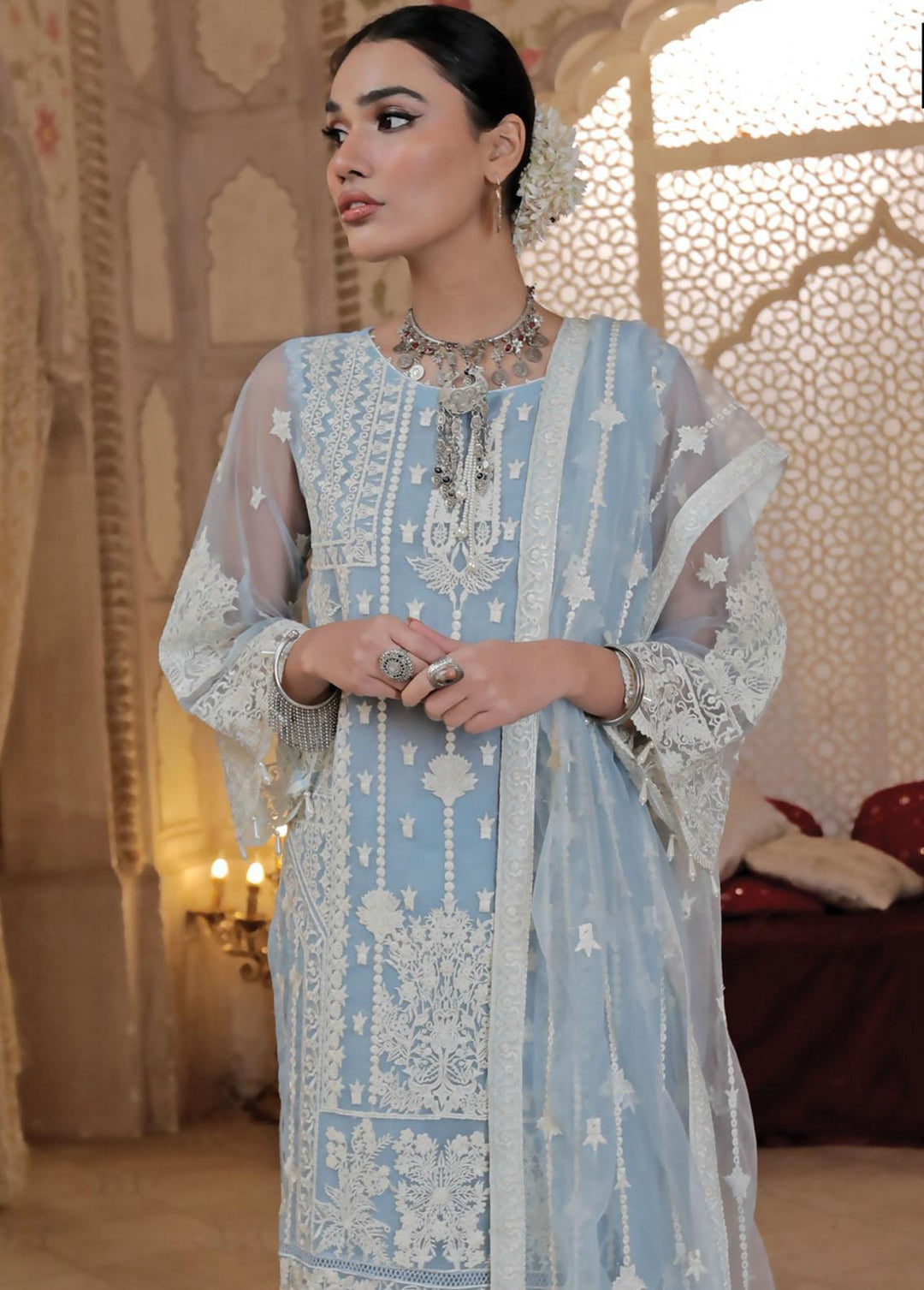 Lakhany Embroidered Net Suits Unstitched 3 Piece LSM21LE LEC-5027 - Luxury Collection