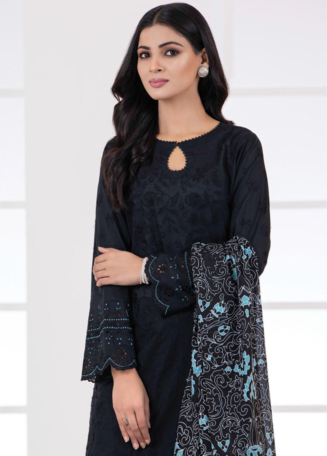 Monochrome By Lakhany Embroidered Lawn Suits Unstitched 3 Piece LSM22BW MCE-7019 - Black & White Collection