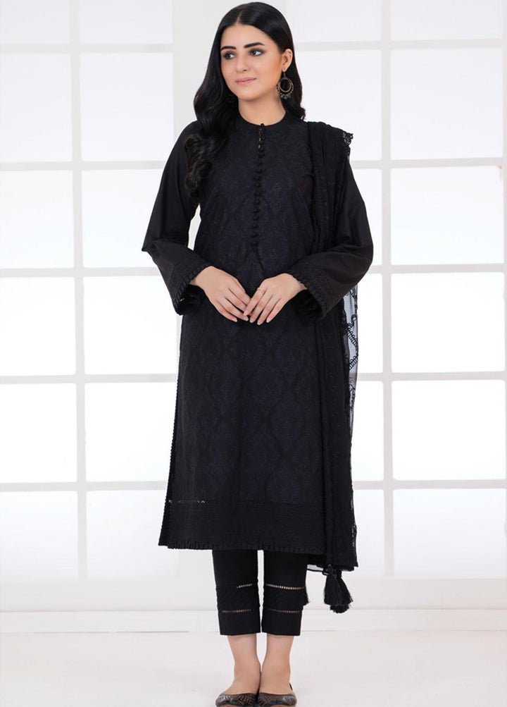 Monochrome By Lakhany Embroidered Lawn Suits Unstitched 3 Piece LSM22BW MCE-7020 - Black & White Collection