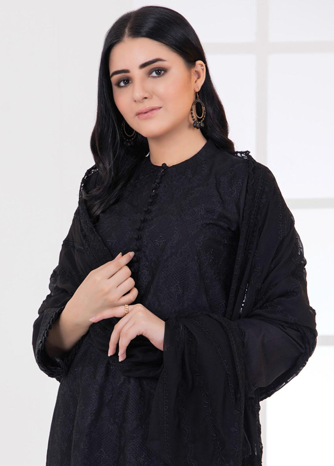 Monochrome By Lakhany Embroidered Lawn Suits Unstitched 3 Piece LSM22BW MCE-7020 - Black & White Collection