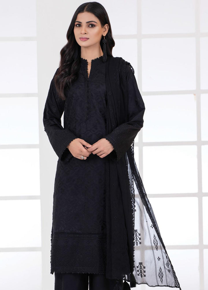 Monochrome By Lakhany Embroidered Lawn Suits Unstitched 3 Piece LSM22BW MCE-7021 - Black & White Collection
